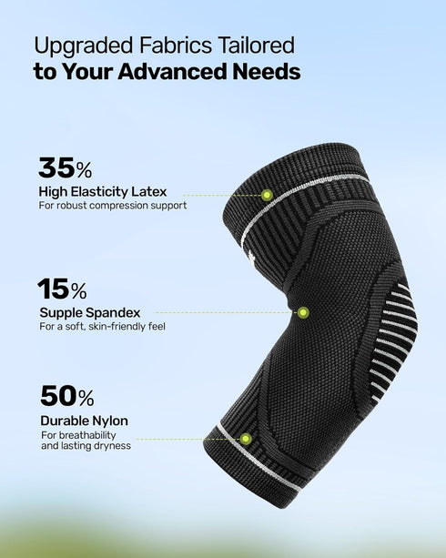 Elbow Compression Sleeve 2 Pack, High Elastic Brace for Tendonitis and Tennis Elbow, Pain Relief for Women & Men, Black