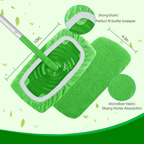 Reusable Microfiber Mop Pads for Swiffer Sweeper Mop, Dry Sweeping & Wet Mopping Cloths, 4 Pack (Mop Not Included)