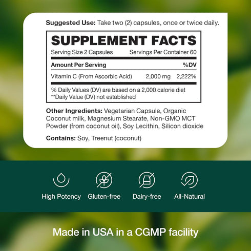 Fresh Nutrition Liposomal Vitamin C - 2000mg DNA Verified, All Natural Vegan Friendly Powder for Drinks