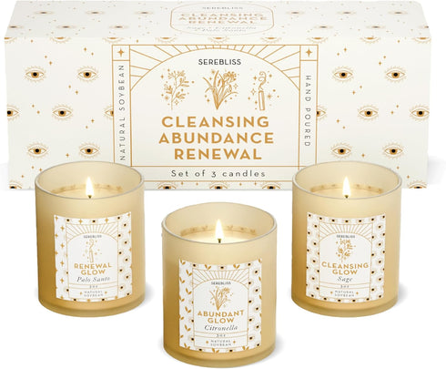 Candle Set - 3 Pack Soy Wax Aromatherapy Scented Candles for Energy