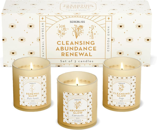 Candle Set - 3 Pack Soy Wax Aromatherapy Scented Candles for Energy