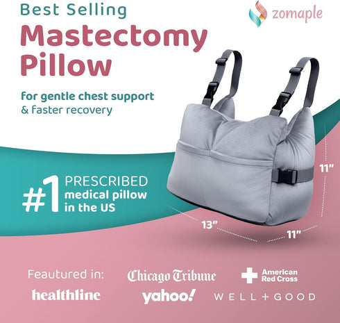 Pack, Zomaple Mastectomy Recovery Pillow with Strap, Gel Seat Belt Cover & Shower Lanyard Post-Op Essentials, Breast