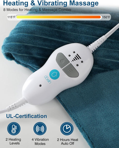 Shoulders,24"x35" 2 Massagers,Auto-shutoff,2 Settings,4 Vibrating Heating Pad for Neck and Large Heating Pads for Back