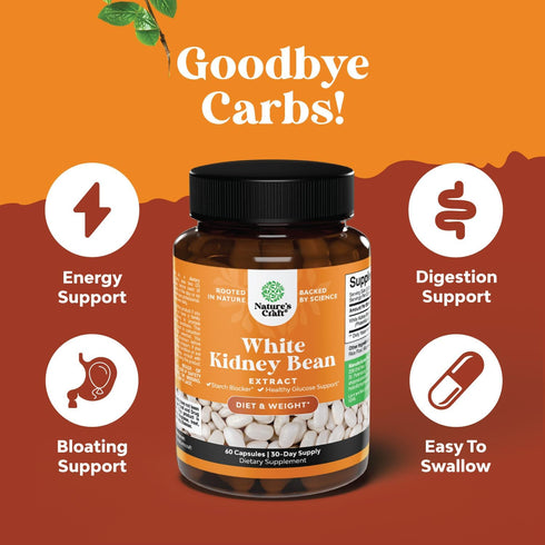 White Kidney Bean Energy Booster - Natural Energy Supplement & AMPK Activator, Antioxidant Capsules