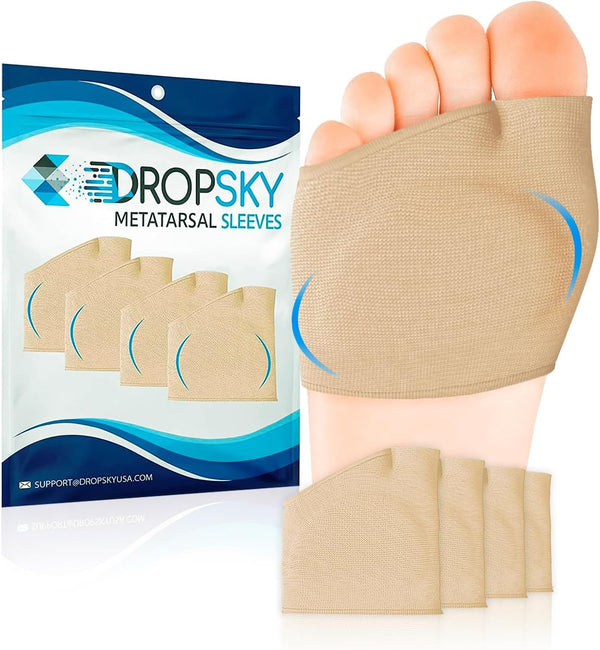 Metatarsal Pads Men Sleeves Inserts with Gel, 4-Pack Ball of Foot Cushions for Pain Relief