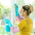 Reusable Long Sleeve Dishwashing Gloves, Latex Free with Cotton Lining, Kitchen Gloves 2 Pairs, Purple+Blue