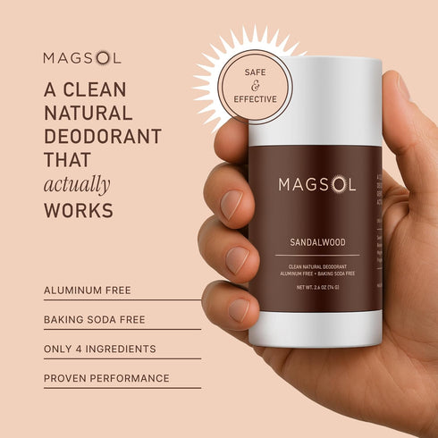 MAGSOL Natural Deodorant for Men & Women, Aluminum Free, Gentle on Skin, Sandalwood