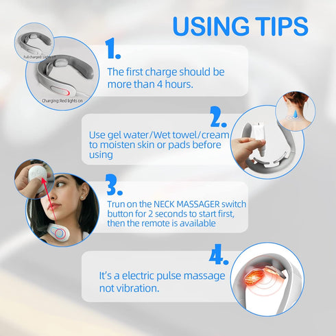 Electric Pulse Neck Massager with Heat for Pain Relief, 10 Modes, 15 Intensities, Cordless Intelligent Massager for