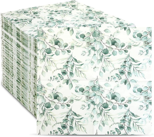 zjdbset 200Pcs Greenery Guest Napkins Paper Disposable Green Leaves Hand Towels Decorative Dinner