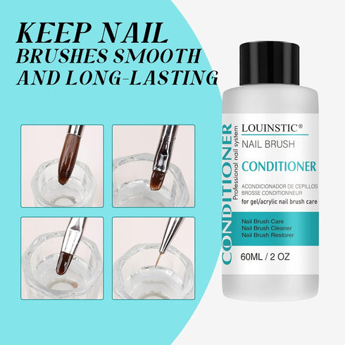 LOUINSTIC Nail Art Brush Cleaner 2 oz - Conditioner for Solid Gel Polish, Acrylic Nail Brushes, Quickly Restorer