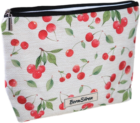 Makeup Bag Cherry Cosmetic Bag for Women, Aesthetic Toiletry Pouch Organizer for Travel Accessories Storage