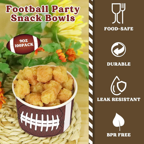 gisgfim 50Pcs Disposable Football Party Paper Bowls, Durable Snack Cups for Game Day, Birthday Party Decorations