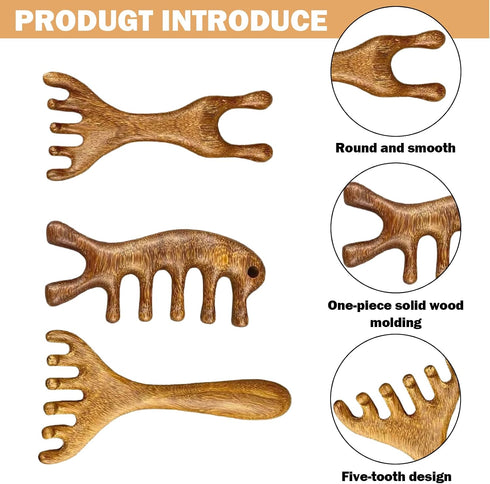 hinbkenla 3 5 Pcs Scalp Massage Tool,Foot Massager Tool,Wooden Scalp Massager, Massage Comb,Foot Massage Tool,Labor