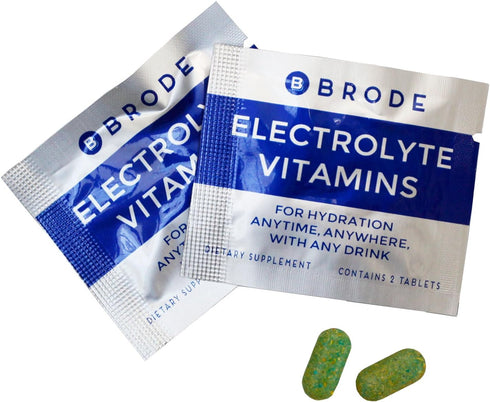 Brode Portable Zero-Sugar Electrolyte Vitamin Tablets - 5 Essential Electrolytes + 9 Vitamins for Sports, Nightlife,