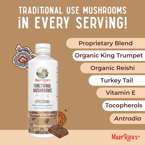 Immune 15.22 Oz MaryRuth Organics Mushroom, Mushroom Supplement, Mushroom Liquid Vitamin, Reishi Mushroom Supplement