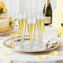 Torchero 4.5 OZ, 100 Count, Placstic Champagne Flutes Disposable, SilverGlitter, Party Supplies for Women's Day