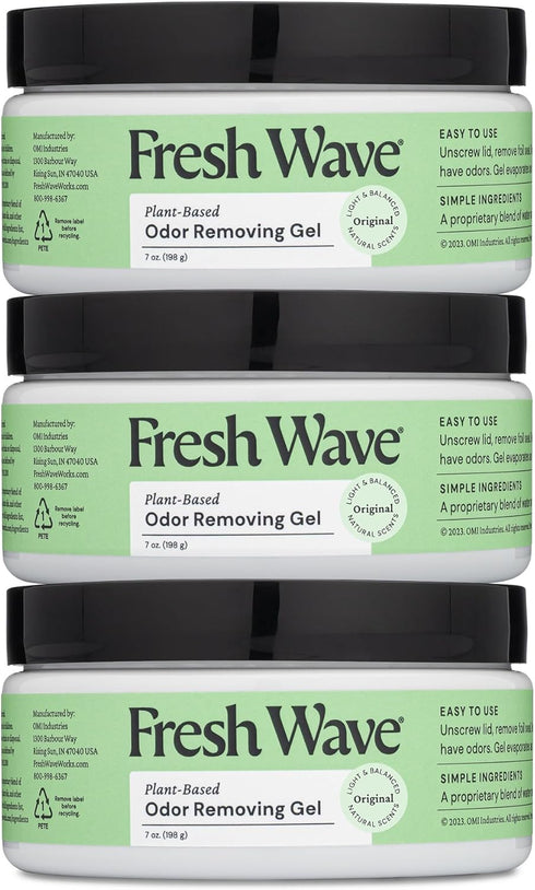 Fresh Wave Odor Removing Gel, 7 oz., Pack of 3: Natural Plant-Based Odor Eliminator for Home