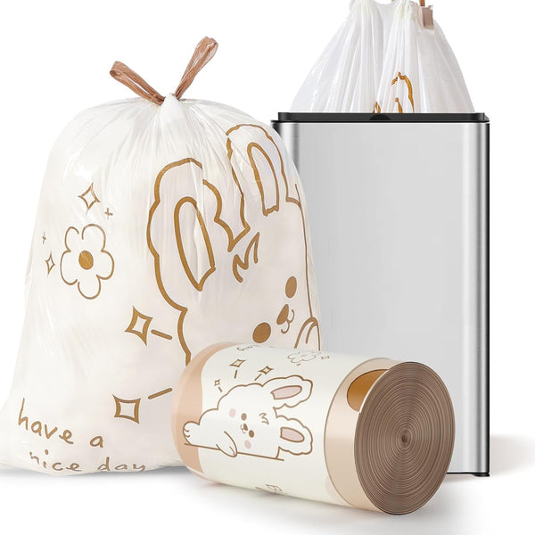 YUA 13 Gallon Trash Bags Drawstring, 50 Count Tall Kitchen Trash Bags, Sturdy