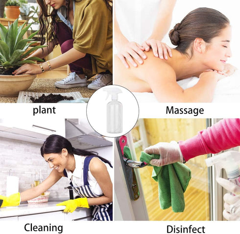 UUJOLY 17 oz Plastic Spray Bottle, Clear Refillable Container for Water, Essential Oils, 2 Pack