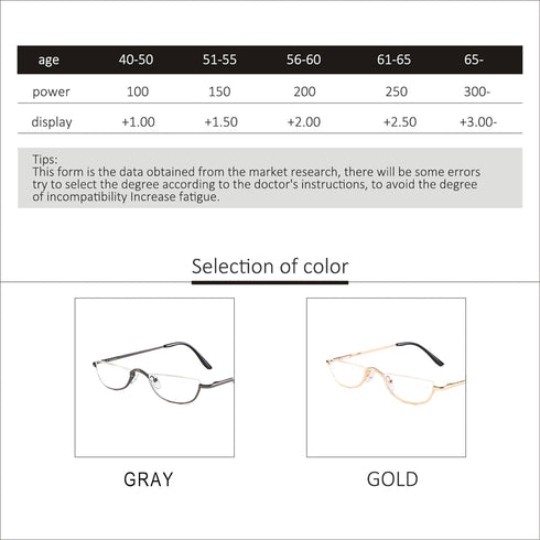 Half Frame Reading Glasses, Half Metal Moon Readers for Men and Women, 2 Pairs, 1.25
