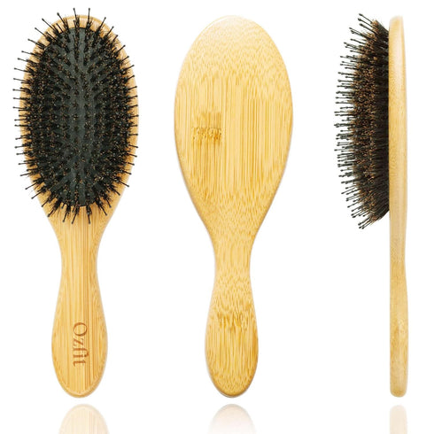 Hair Brush, Boar Bristle Hair Brushes for Women, Men & Kids, Wet/Dry Smoothing Detangling Everyday Brush (Round)