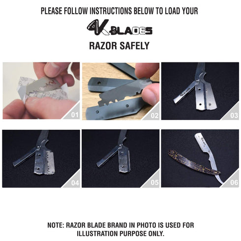 Professional Barber Straight Edge Razor, Stainless Steel Safety Blade for Close Shaving, Includes 10 Sharp Blades