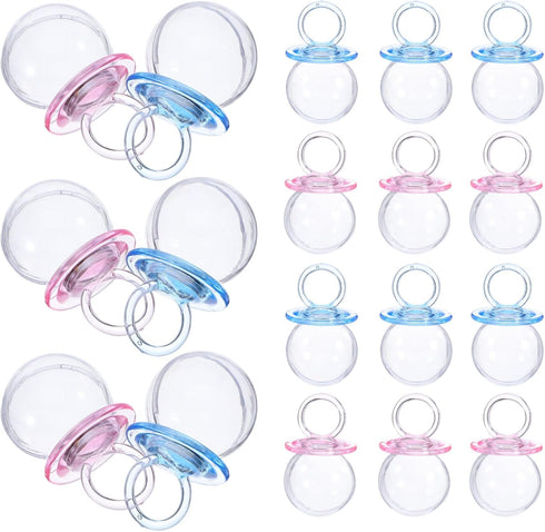 SILENRADAWN 24pcs Shower Candy Boxes Pacifier Shape Blue and Light Red Snack Containers