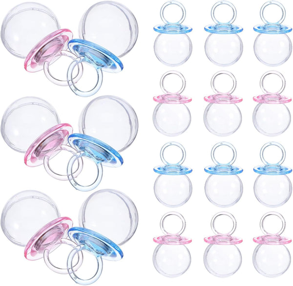SILENRADAWN 24pcs Shower Candy Boxes Pacifier Shape Blue and Light Red Snack Containers