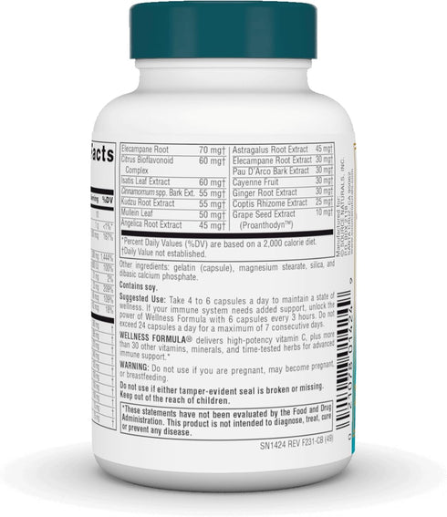Source Naturals Wellness Formula 60 Capsules Bio-Aligned Vitamins & Herbal Defense for Immune Support