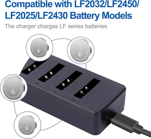 JOXIYECLTL 2430 3V Batteries(5PCS) Rechargeable Lithium-ion Battery with Charger Coin Button Cell