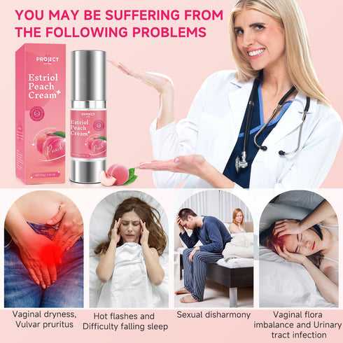 PROJECT PRINK (1 fl.oz) Silky Peach Cream for Women, Vaginal Estrogen Cream for Women Hormone Balance, Relief Menopause