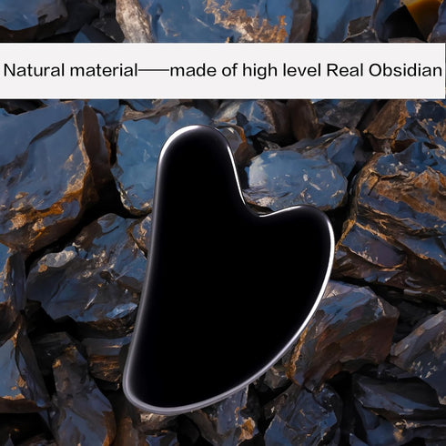Gua Sha Facial Tools, Obsidian Gua Sha Tool for Face & Eye, Puffiness Reducing & Jawline Sculpting Stone for Skin Care