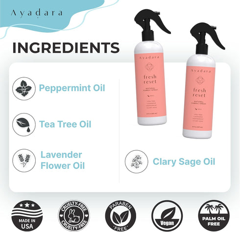 Natural Lavender Fabric Spray, Odor Eliminator Mist, Aromatherapy Home Fragrance, 2000+ Sprays for Bedding