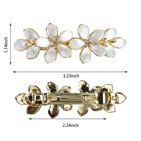 Vintage Hair Barrettes - Opal Hair Clips, French Crystal Flower Hairpin Hair Accessories for Women