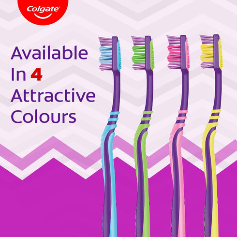 Pack 6) Colgate ZigZag Toothbrush for Deep Inter dental Clean with multi angle zig zag bristles (Medium
