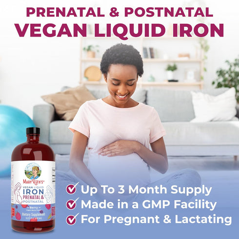 MaryRuth Organics Liquid Iron Supplement, Prenatal & Postnatal, 15.22 Fl Oz, Immune Support, Vegan, Non-GMO