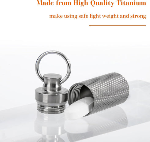 Titanium Keychain Pill Holder Container, Waterproof Portable Pill Box Case for Purse or Pocket, 1pc