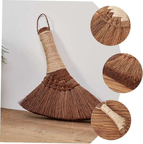 Small Soft Bristle Broom, Natural Cleaning Brush for Desktop, Household Duster, Light Brown Silk