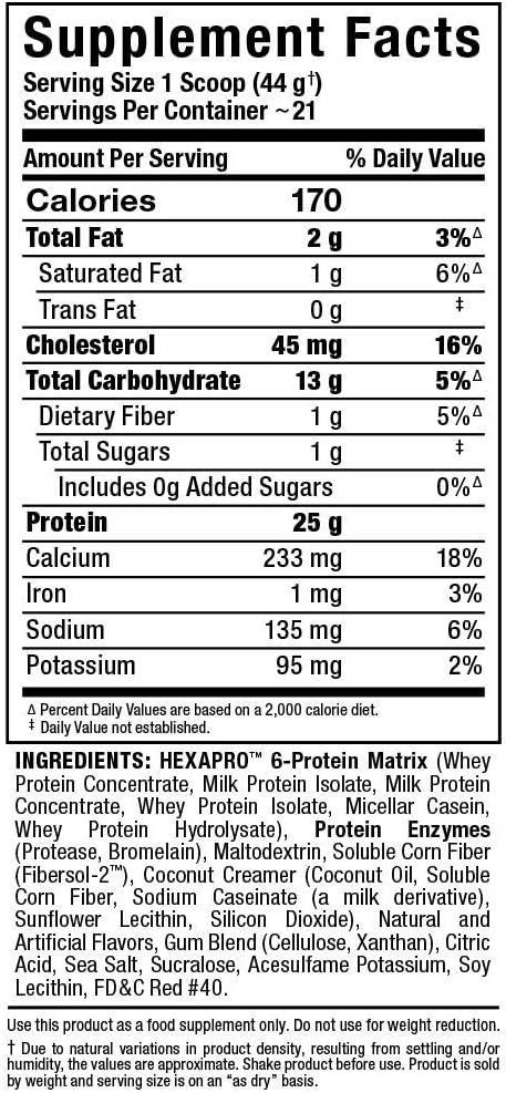 ALLMAX HEXAPRO, Strawberry - 2 lb - 25 Grams of Protein Per Serving - 8-Hour Sustained Release - Zero Sugar, 21 Servings