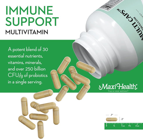 Maxi Health Multivitamin for Women & Men - Daily Vitamins with 30 Nutrients Including Iron, Zinc, Probiotics - 120