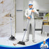 MR.SIGA Broom and Dustpan Set with Adjustable Long Handle, Upright Combo for Floor, Cleaning Lobby, Gray by MR.SIGA