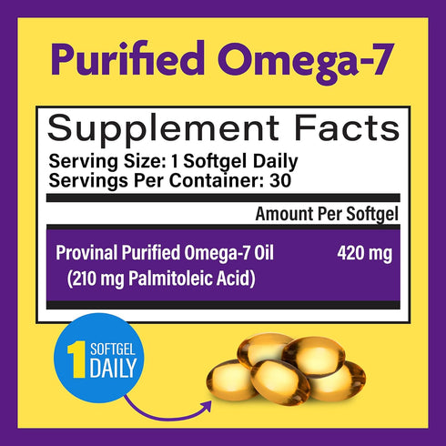 InnovixLabs Purified Omega 7 Supplement, 210 mg Omega-7 Palmitoleic Acid, 30 Softgels
