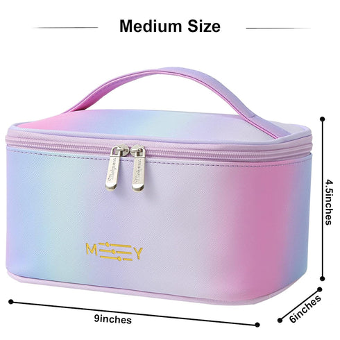 Small Gradient Makeup Bag for Ladies, Cute Pink Purple Blue Green Waterproof Zipper Pouch Makeup Organizer (Rainbow