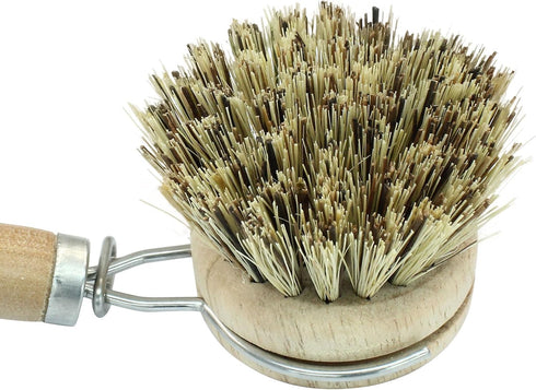 Kemcatui 8Pcs Set, 8Pcs 1 Wooden Dish Brush Bamboo Scrub Brush Replacement Heads and Handle for Kitchen Pots and Pans