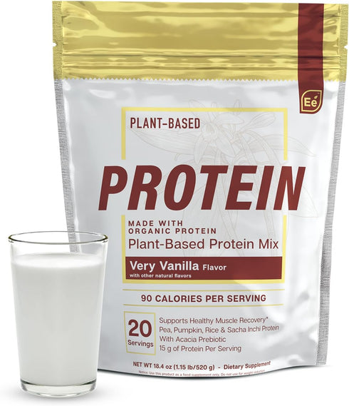 Essential Elements Organic Pea Protein Powder - Very Vanilla, Low-carb Plant-Based Vegan Blend, Keto-Friendly, 20
