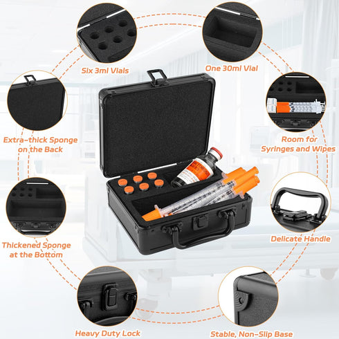 YSSPPOY 3ml 30ml Dual and Peptide Case for Fridge, Vial Holder with Ultra-Thick Sponge, Large Room for Syringes