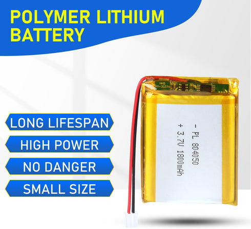 804050 3.7V Lipo Battery 1800mAh Rechargeable Lithium Polymer Pack with JST PH2.0mm Connector