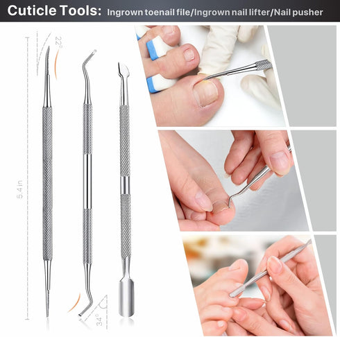 Toenail Clippers for Seniors | Heavy Duty Nail Clippers Kit for Thick Toenails, Long Handle, 6Pcs Black