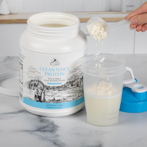 Mt. Capra Since 1928 Clean Whey Protein, Grass-Fed Undenatured Goat Whey Protein Powder, 24g Protein, 16 Ounce