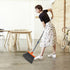 kelamayi Upgrade Broom and Dustpan Set - Self-Cleaning with Dustpan Teeth, Gray & Orange